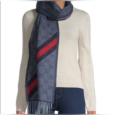 gucci 75 wool and 25 alpaca scarf|Gucci Wool Alpaca Monogram Web Nikky Scarf Ivory.